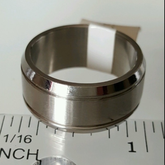 Silver Stainless Steel Band Ring Size 11 - Picture 2 of 3